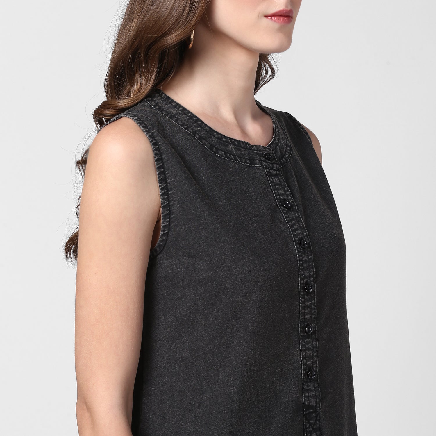 StyleStone Women's Black Denim Dress