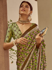 Women's Crepe Printed Designer Saree With Blouse Piece