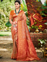 Kanjivaram Silk Saree for Women | Rich Zari Woven Pallu & Border | Traditional Bridal Saree | Perfect for Wedding & Festive Wear | Comes with Unstitched Blouse Piece
