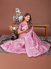 Threads of Tradition: Beige Linen Cotton Saree Woven with Stories of Grace & Heritage