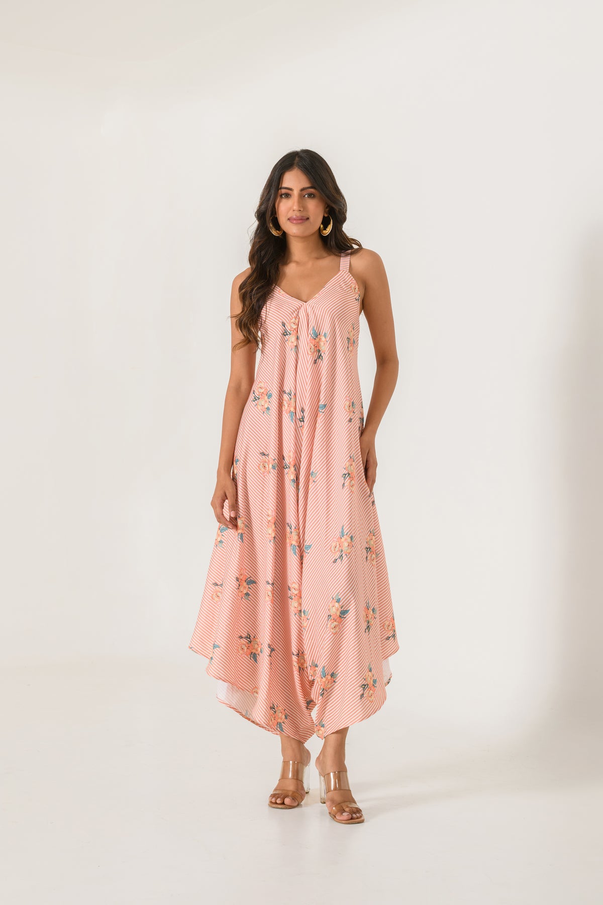 Scarlet Orange Striped Palazzo Jumpsuit