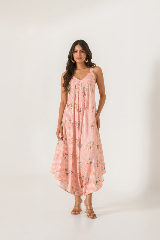 Scarlet Orange Striped Palazzo Jumpsuit