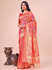 Majestic Green Silk Saree with Gold Zari & Floral Design – Perfect for Festive & Traditional Occasions