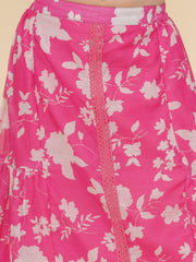 Girls Pink & White Printed Top Ready to Wear Skirt.