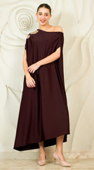 Embroidered One Shoulder Kaftan Maxi Dress