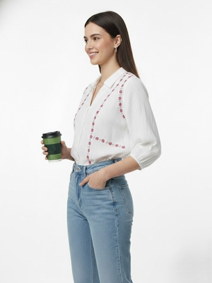 Women Classic Floral Casual Shirt