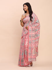 Elegant Jacquard Linen Cotton Saree with Traditional Multicolor Weave & Tassel Pallu - Festive & Casual Wear for Women