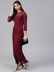 Burgundy Lace Maxi Dress