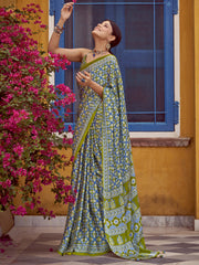 Women's Crepe Printed Designer Saree With Blouse Piece