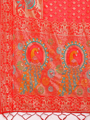 Majestic Linen Cotton Saree with Royal Peacock Pallu - A Celebration of Heritage and Grace