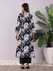 Women V Neck Bold Floral Printed with Trouser