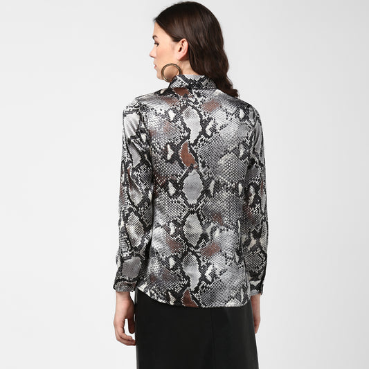 Women's Black and Grey Snake Skin Shirt