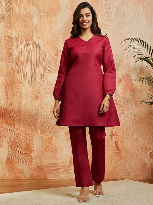 Women's Maroon Co ords Set