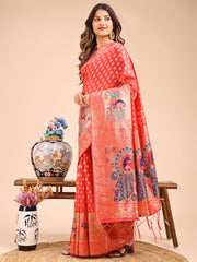 Majestic Linen Cotton Saree with Royal Peacock Pallu - A Celebration of Heritage and Grace