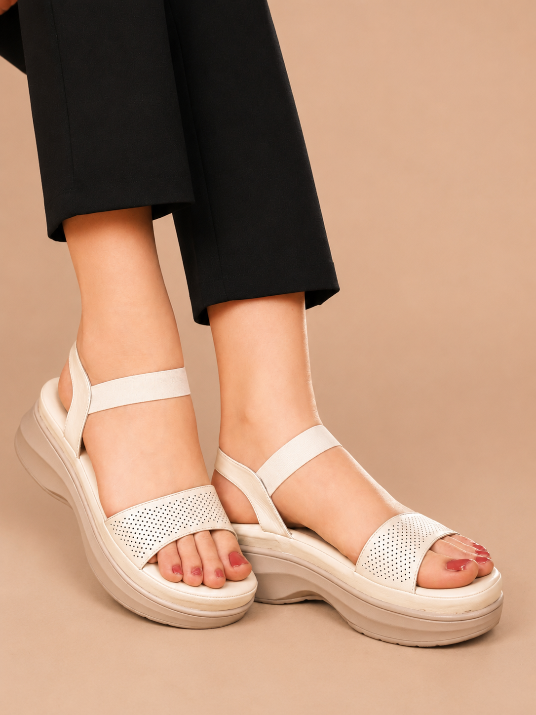 Casual Fashion Backstrap Wedge Sandals 1 inch Heels