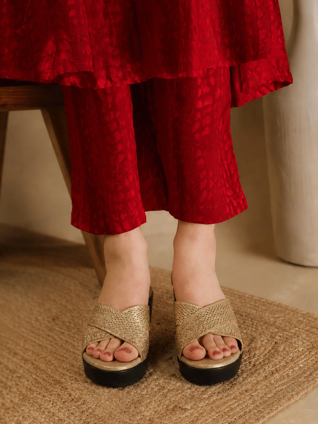 Casual Fashion Open Back Wedge Sandals 3 inches Heels