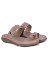 Casual Peach Open Toe Flats Round Toe Slip-On Flats