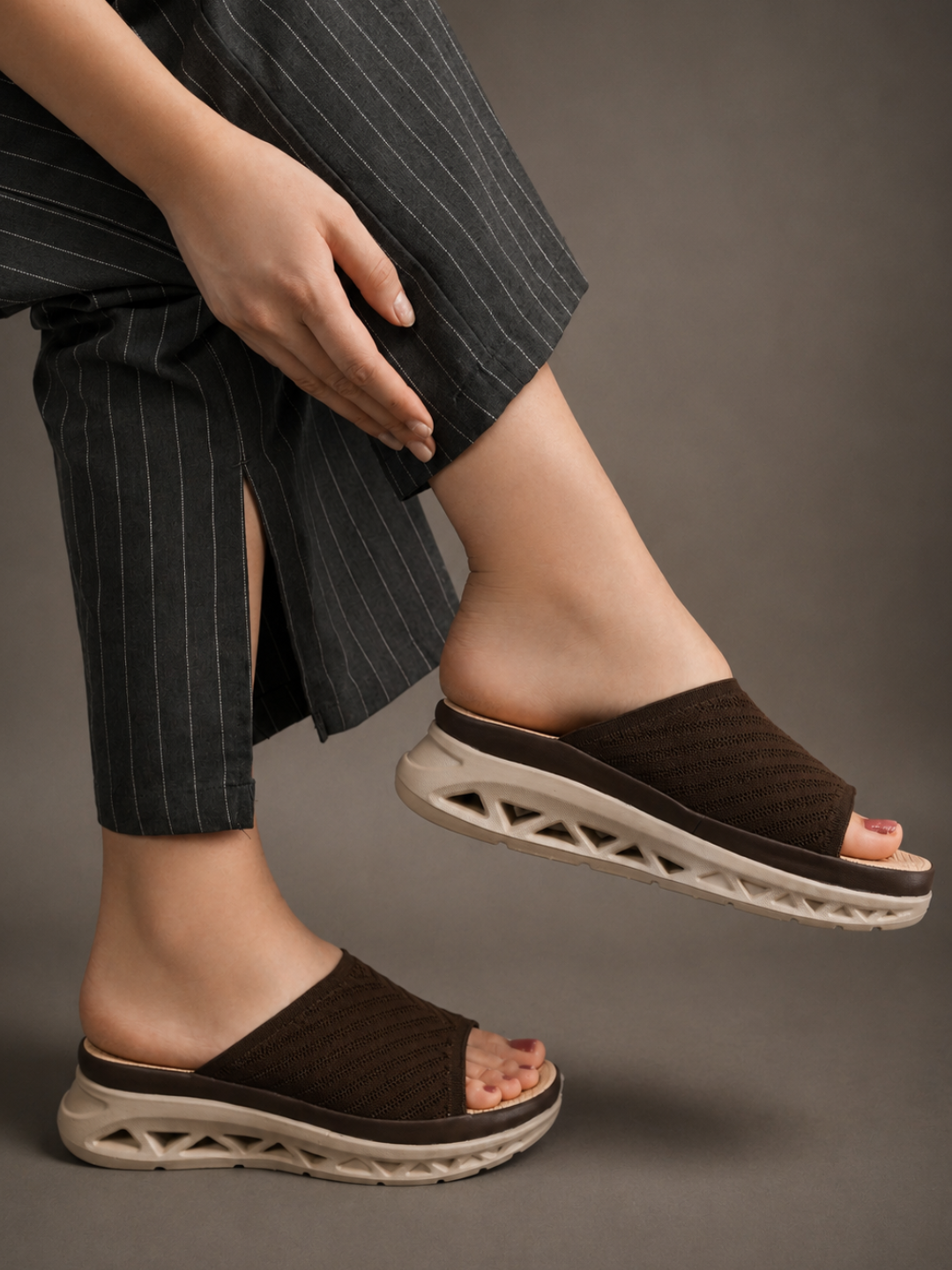 Casual Fashion Open Back Platform Sandals 1 inch Heels