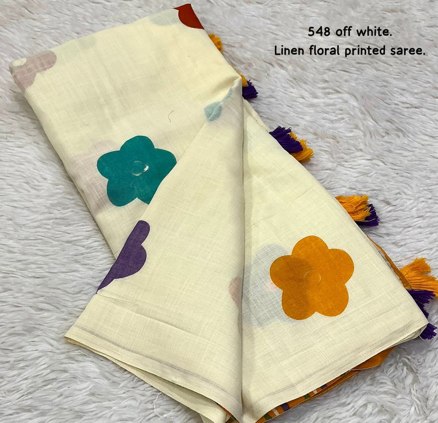 Soft linen saree with shaded style prints.