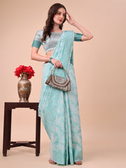 Banarasi Cotton Saree with Floral Zari Work and Traditional Pallu - Elegant Ethnic Wear for Festivals & Ceremonies