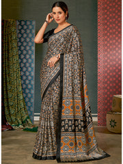 Women's Crepe DigitalPrint DesignerSaree With Blouse Piece