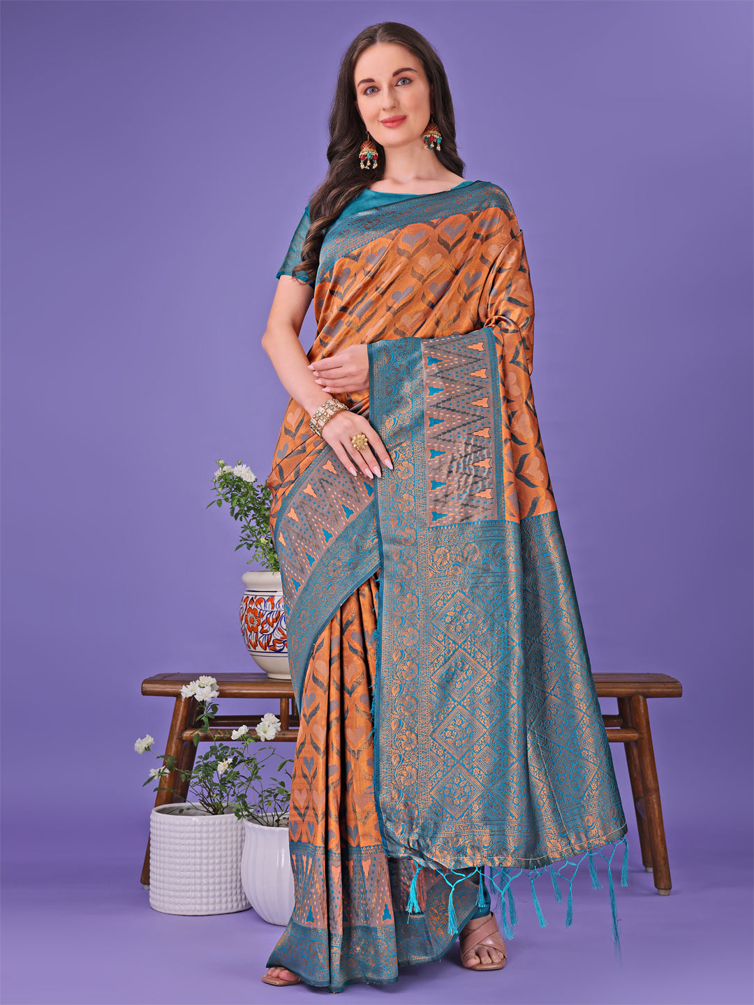 ASTITA - Radiant Lichi Silk Saree - A Touch of Royalty in Every Thread
