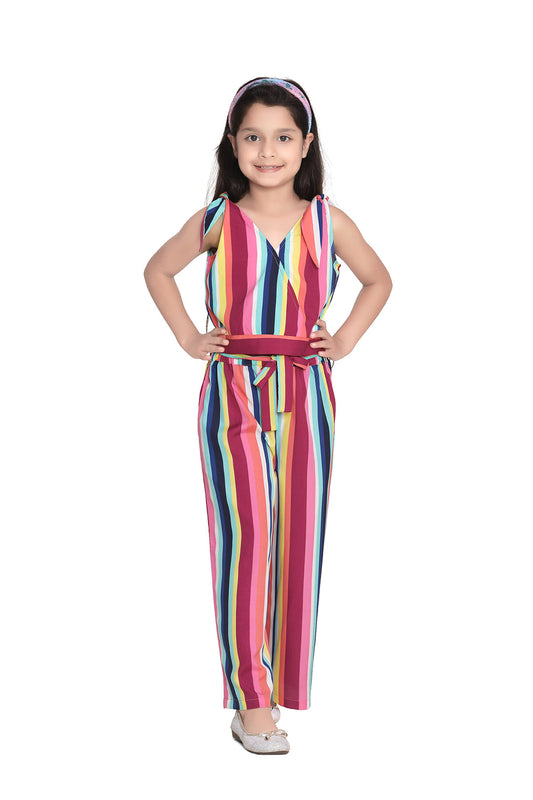 Girls Rainbow Stripe Crop Top and Pallazo Set