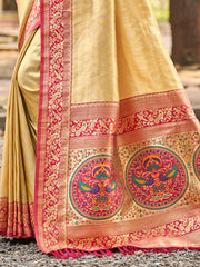Traditional Kanjivaram Silk Saree in Orange with Grand Zari Pallu and Matching Blouse