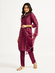 Women's Wine Kurta Set