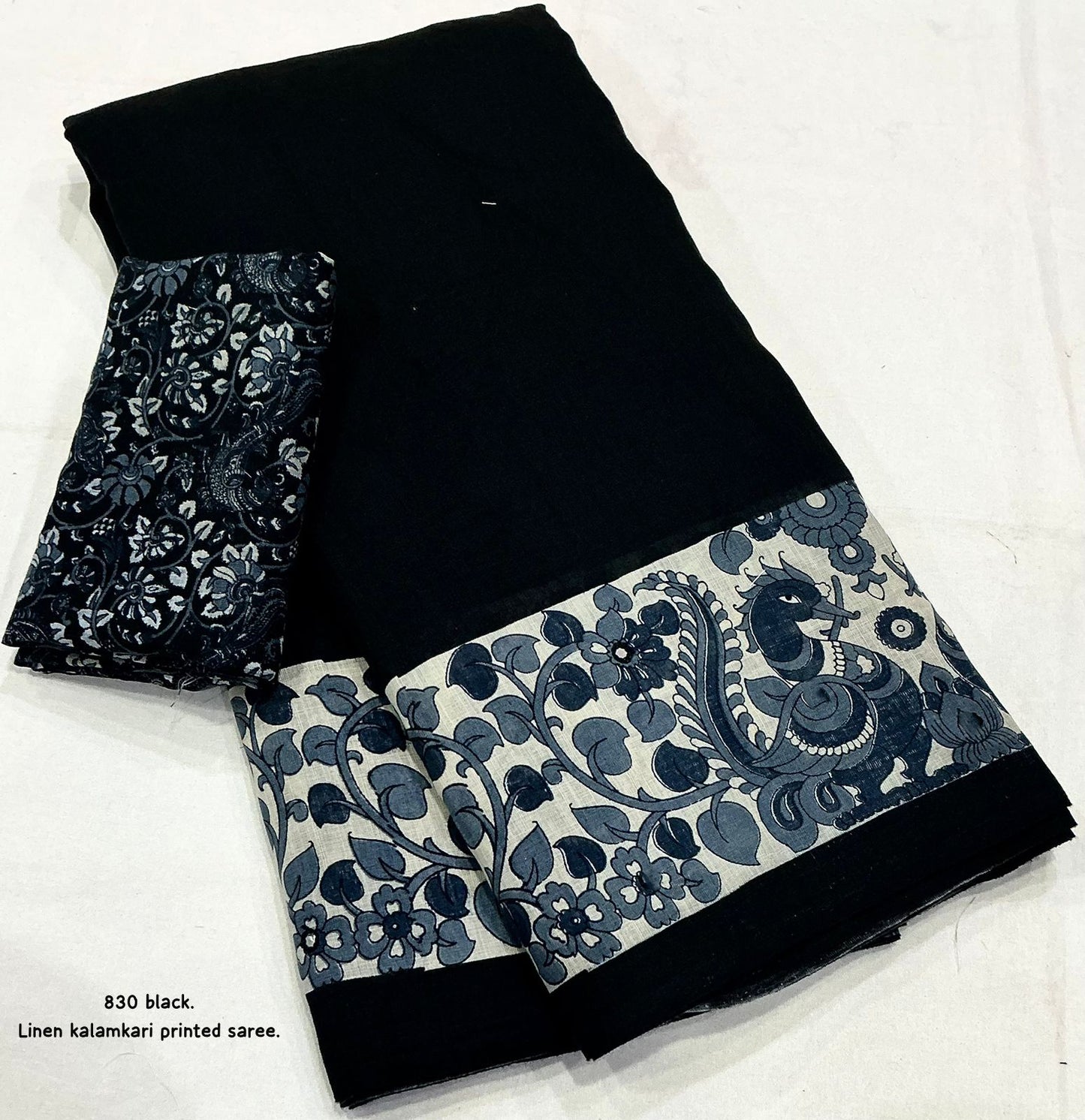Soft linen saree with shaded style prints.