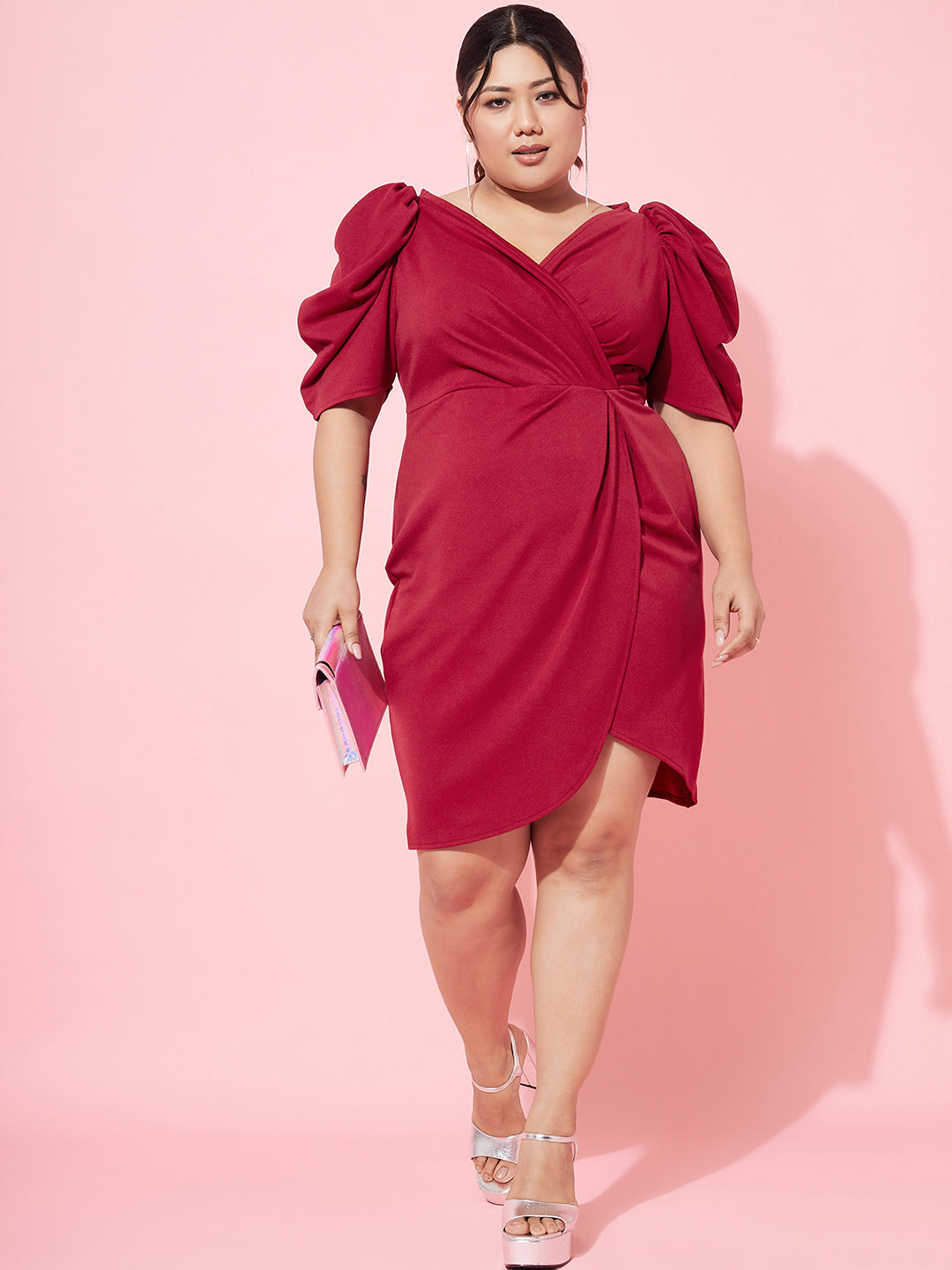 Plus Size Puff Sleeve Dress