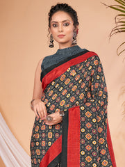 Women's Dola Silk DigitalPrint DesignerSaree With Blouse Piece