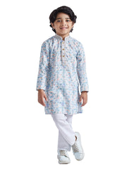 Boys' Aqua Kurta And Pyjama Set