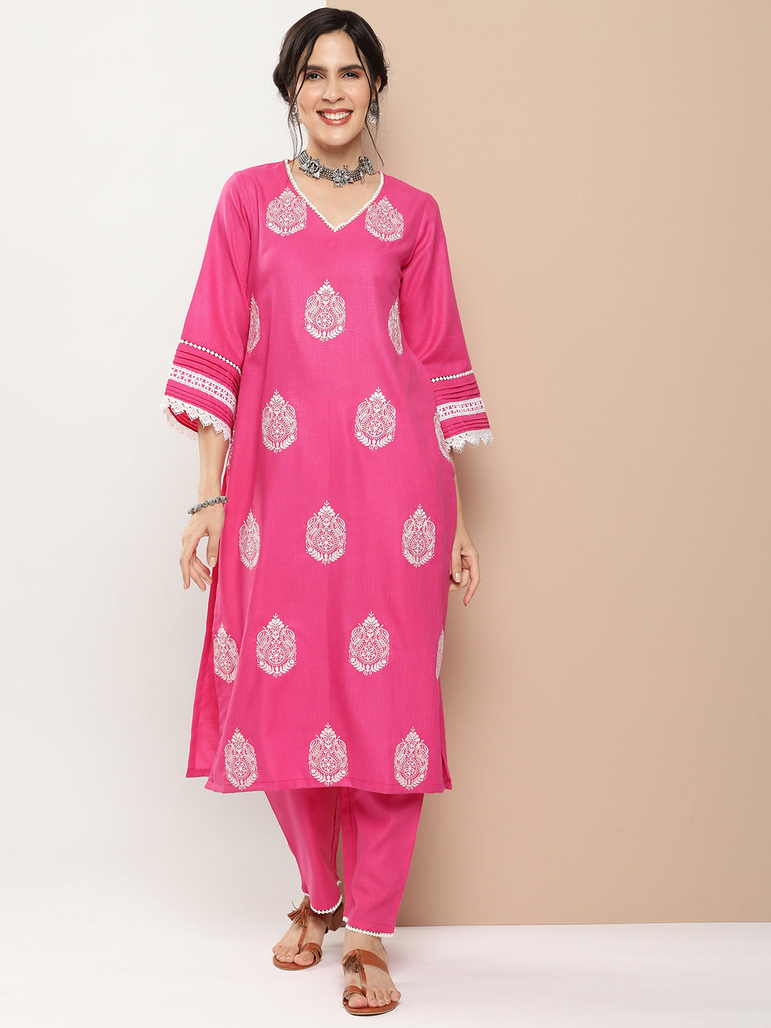 Ethnic Motifs Embroidered Regular Kurta With Palazzos