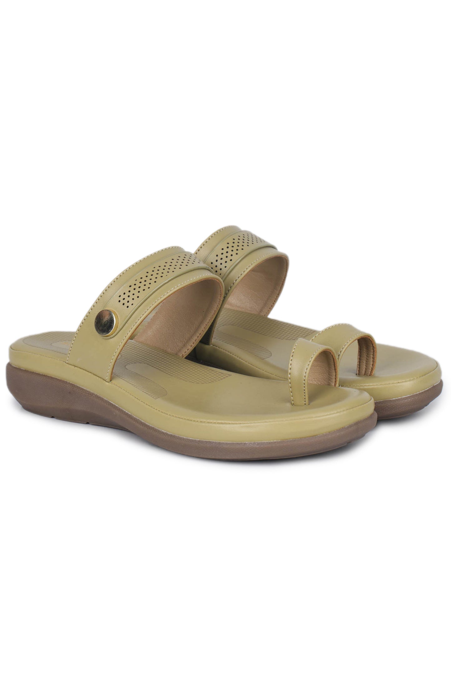 Casual Olive Open Toe Flats Round Toe Slip-On Flats