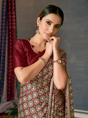 Women's Crepe DigitalPrint DesignerSaree With Blouse Piece
