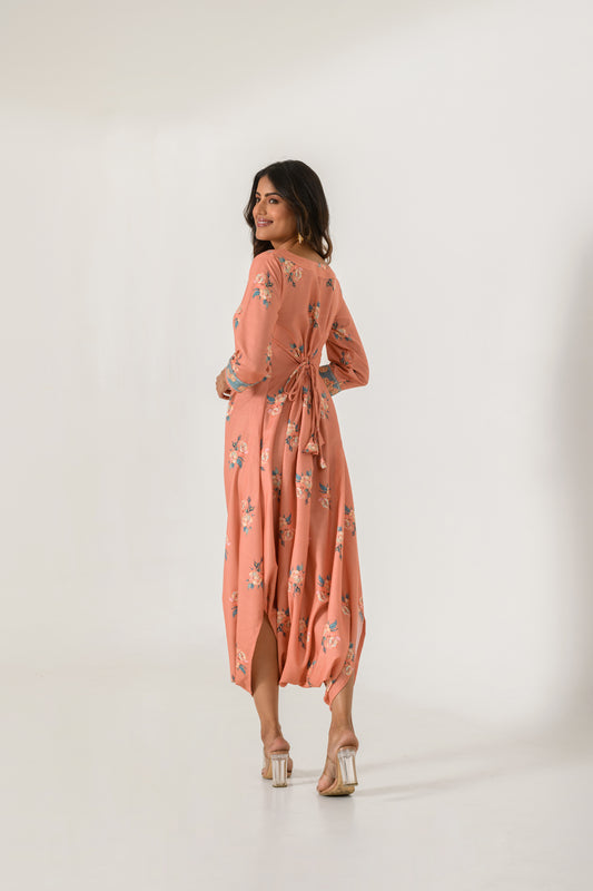 Scarlet Orange Dhoti Jumpsuit