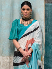 Women's Crepe Printed Designer Saree With Blouse Piece