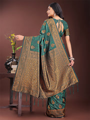 Majestic Royal Blue Banarasi Silk Saree with Golden Zari – Timeless Indian Ethnic Elegance for Weddings & Festive Occasions