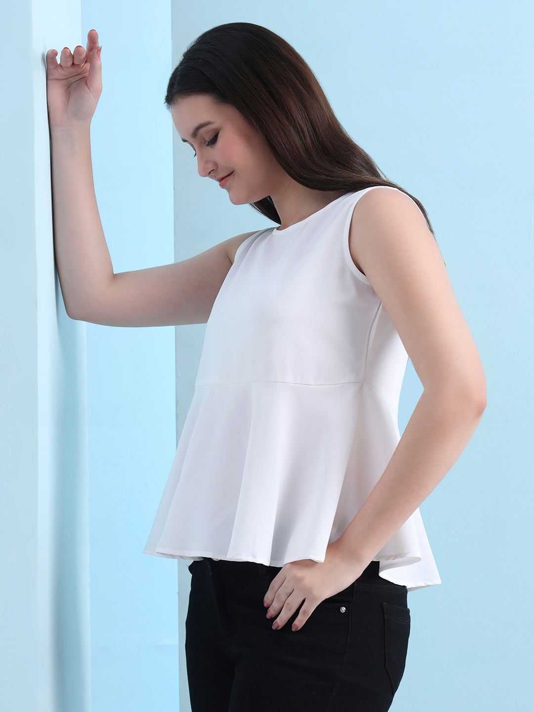 casual sleeveless solid women top