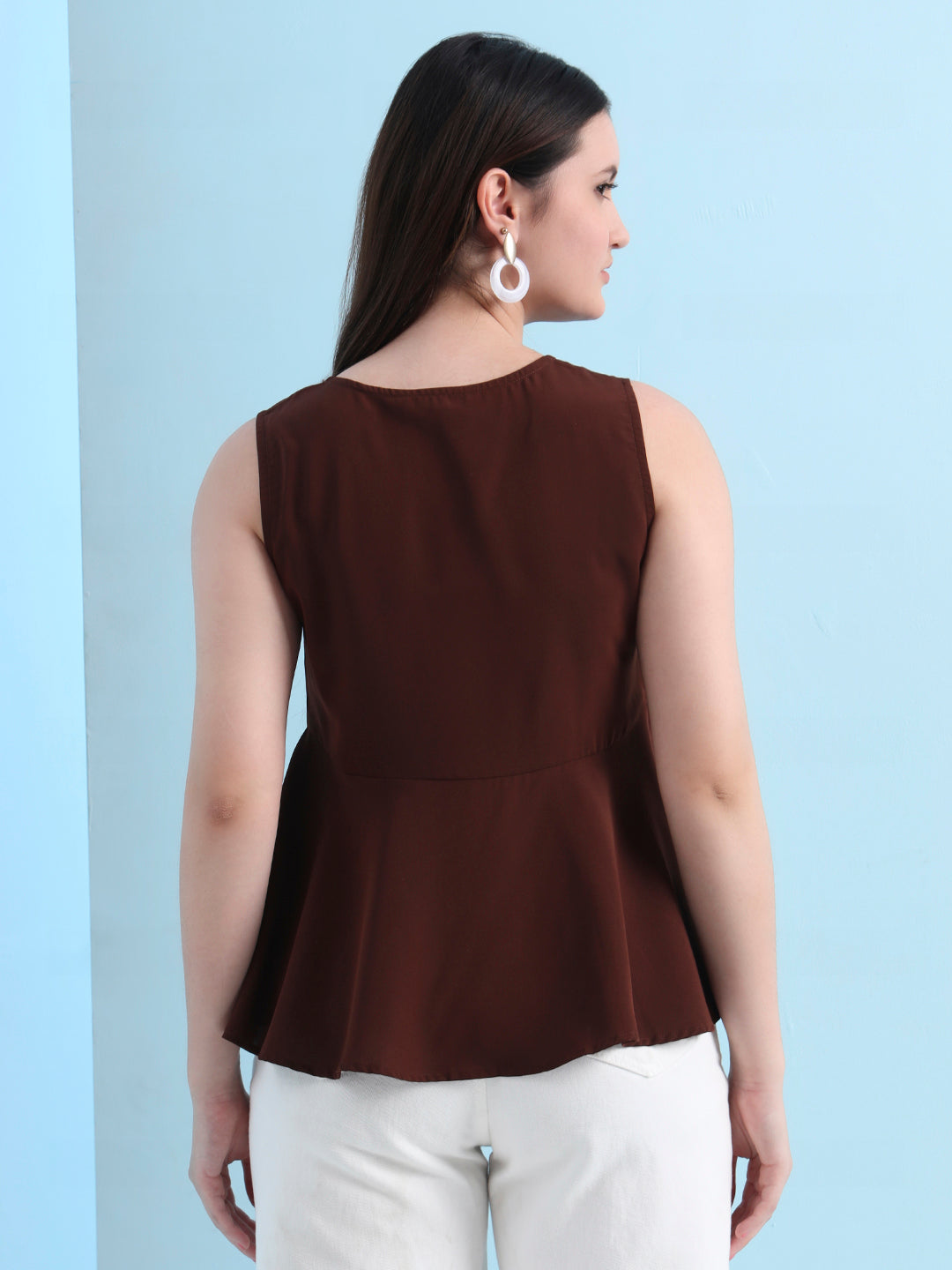 casual sleeveless solid women top