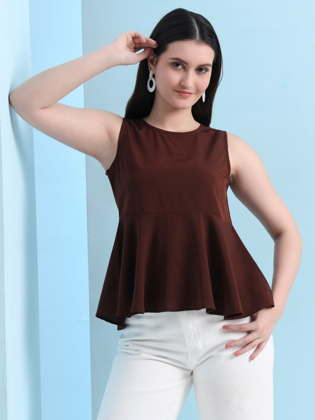 casual sleeveless solid women top