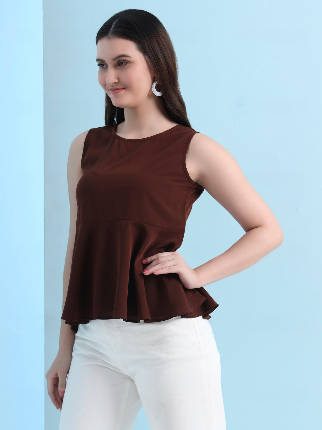 casual sleeveless solid women top