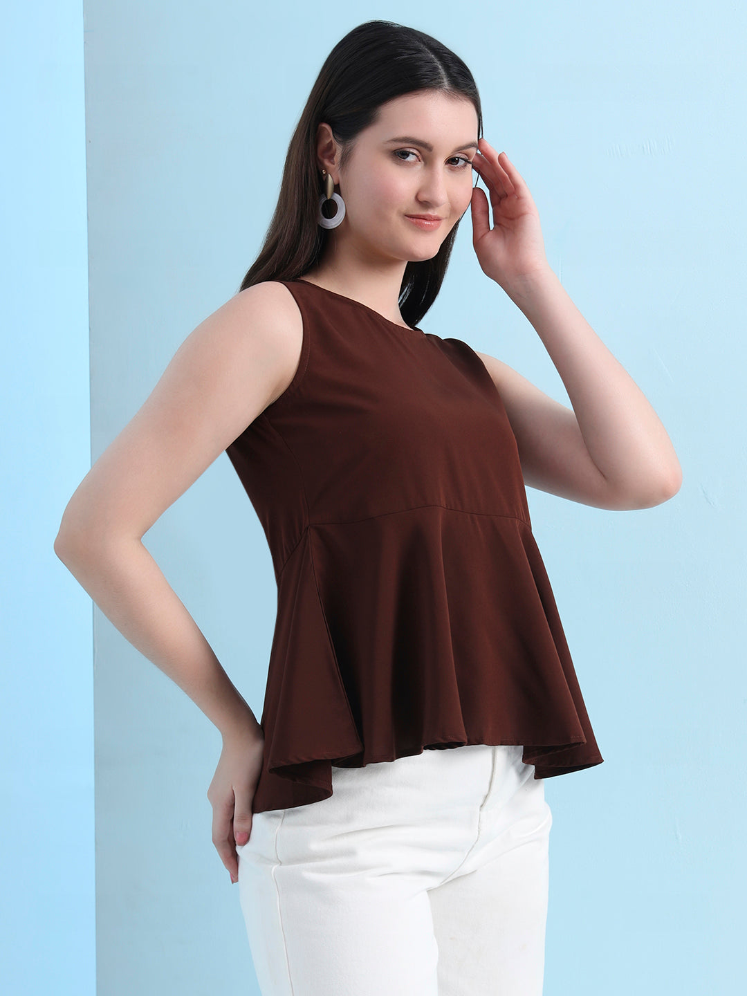 casual sleeveless solid women top
