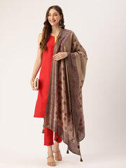 Sangam Prints Golden Art Silk Printed Traditional Tassel Dupatta