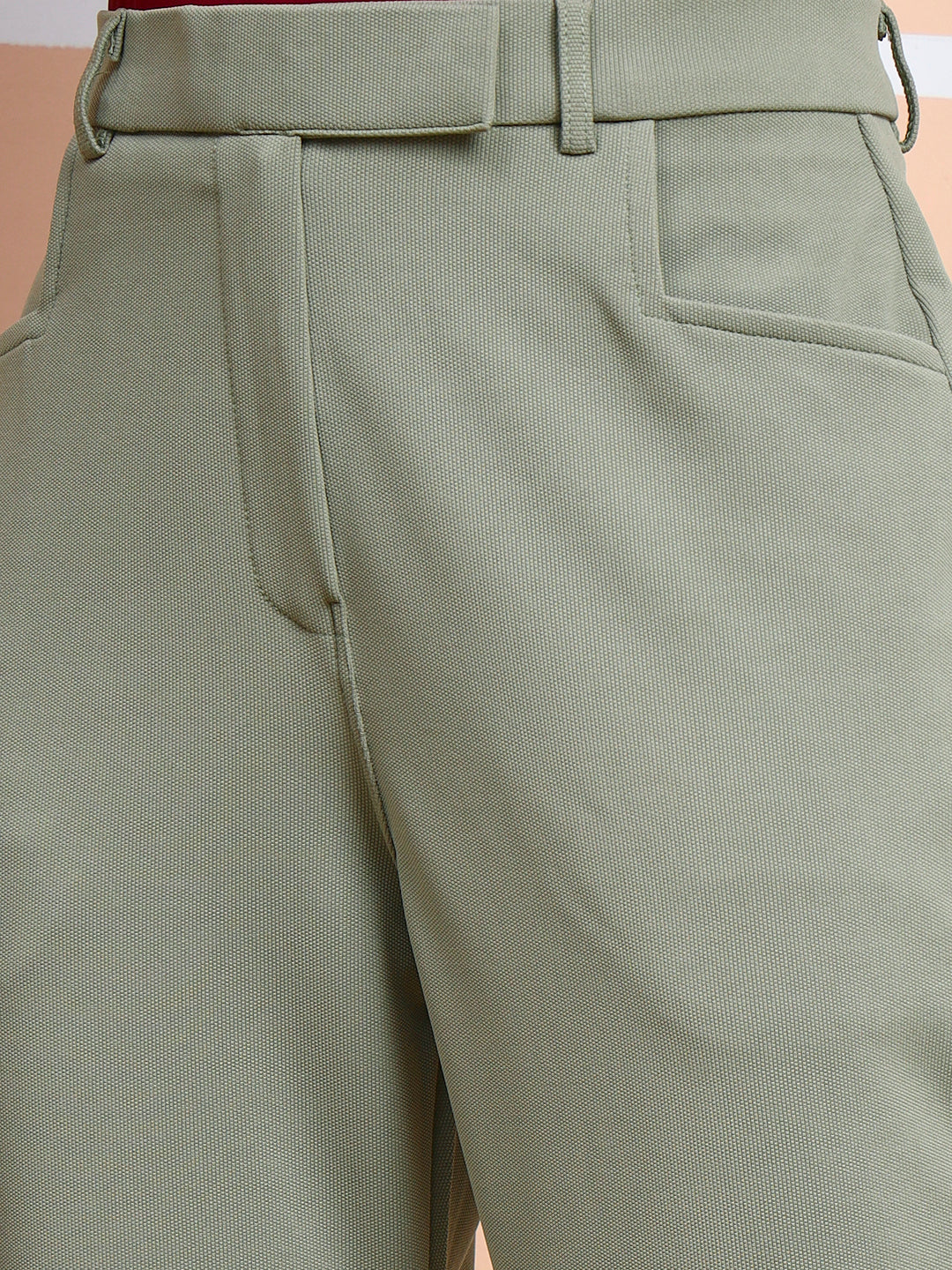 womens work straight high rise wrinkle free formal beige trousers