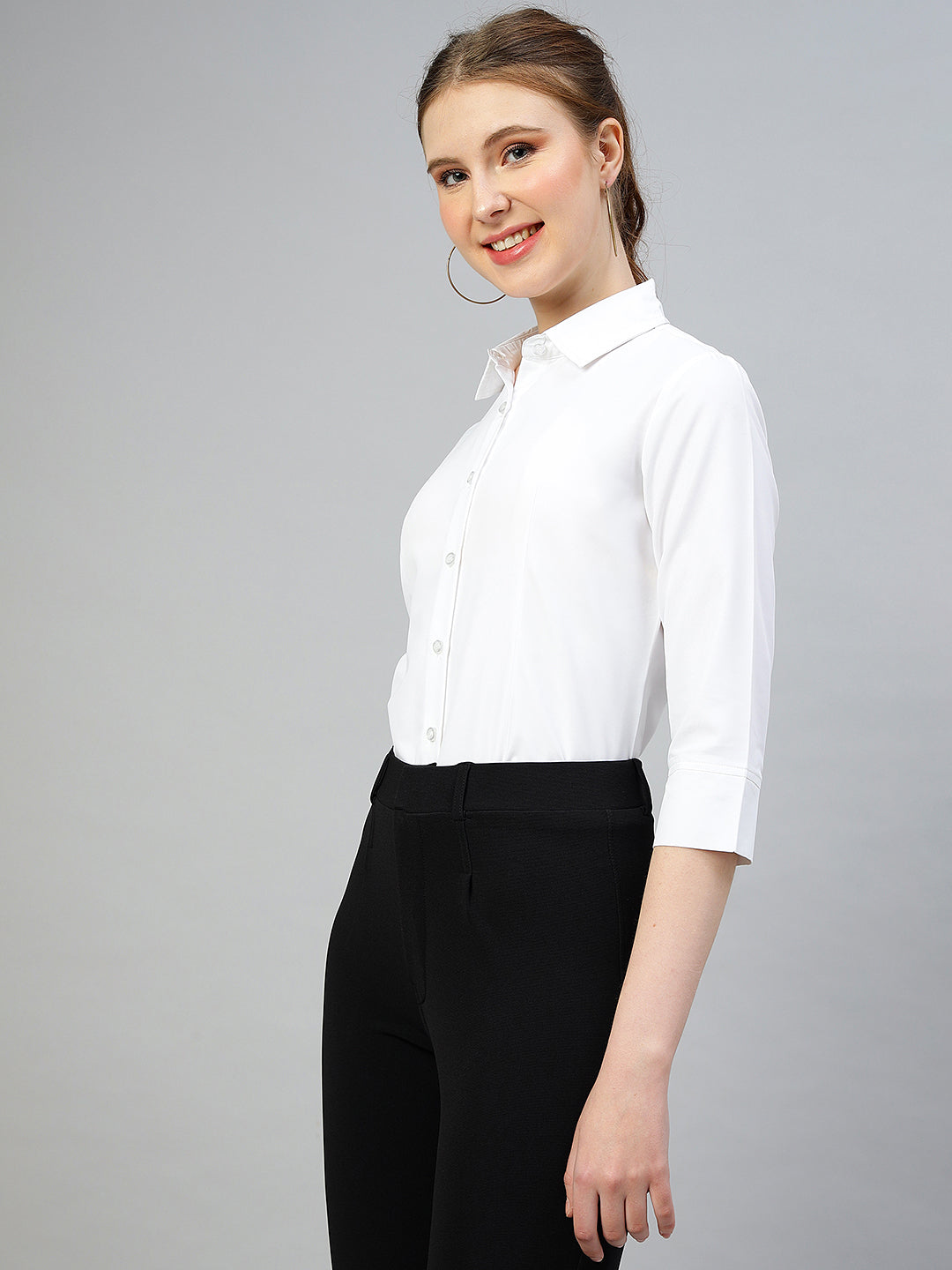 fithub spread collar opaque regular fit formal shirt