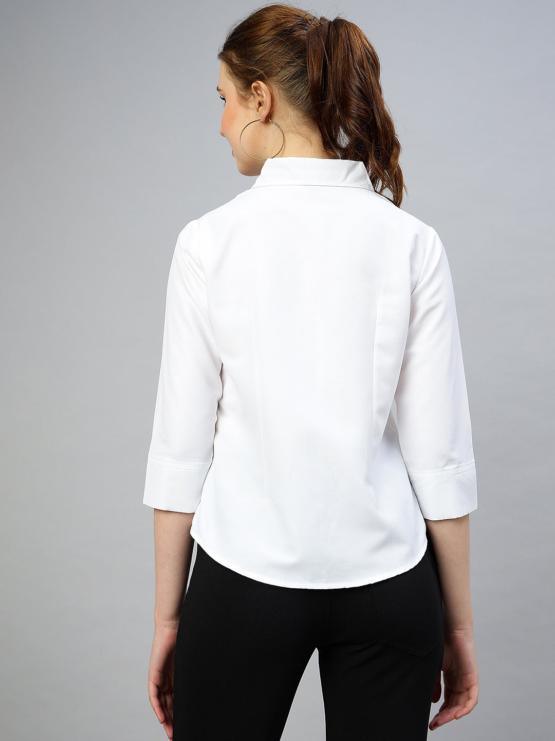 fithub spread collar opaque regular fit formal shirt