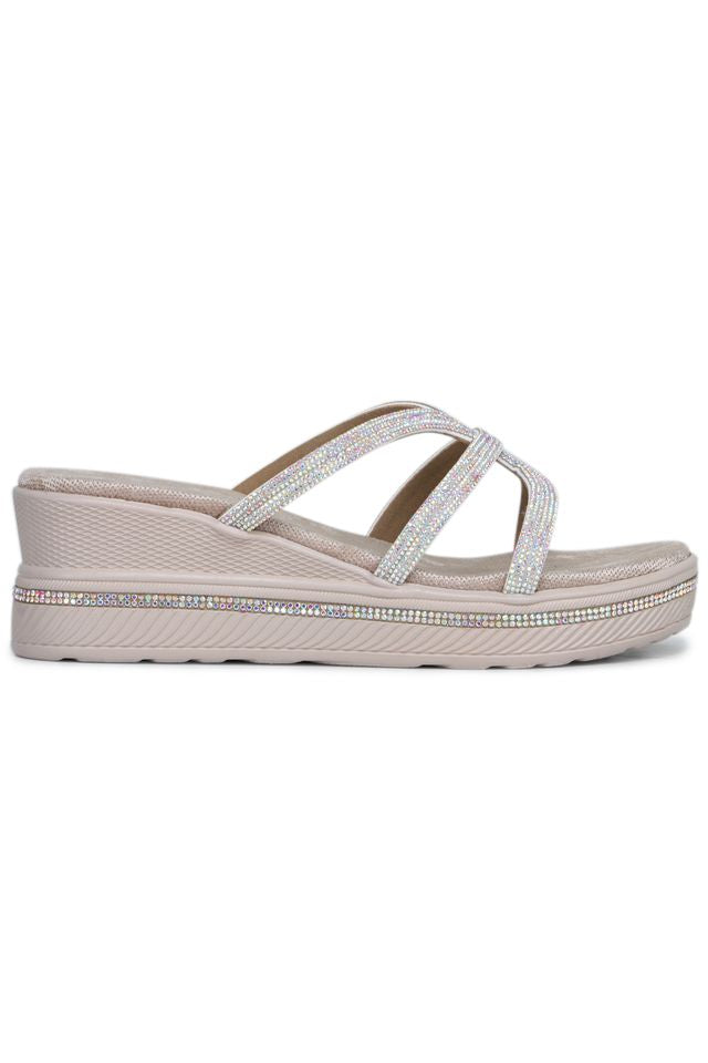 Shezone-Fashion Open Back Sandal 2 inches Wedge Heels