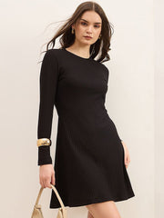 Zummer Black Rib Short Skater Dress